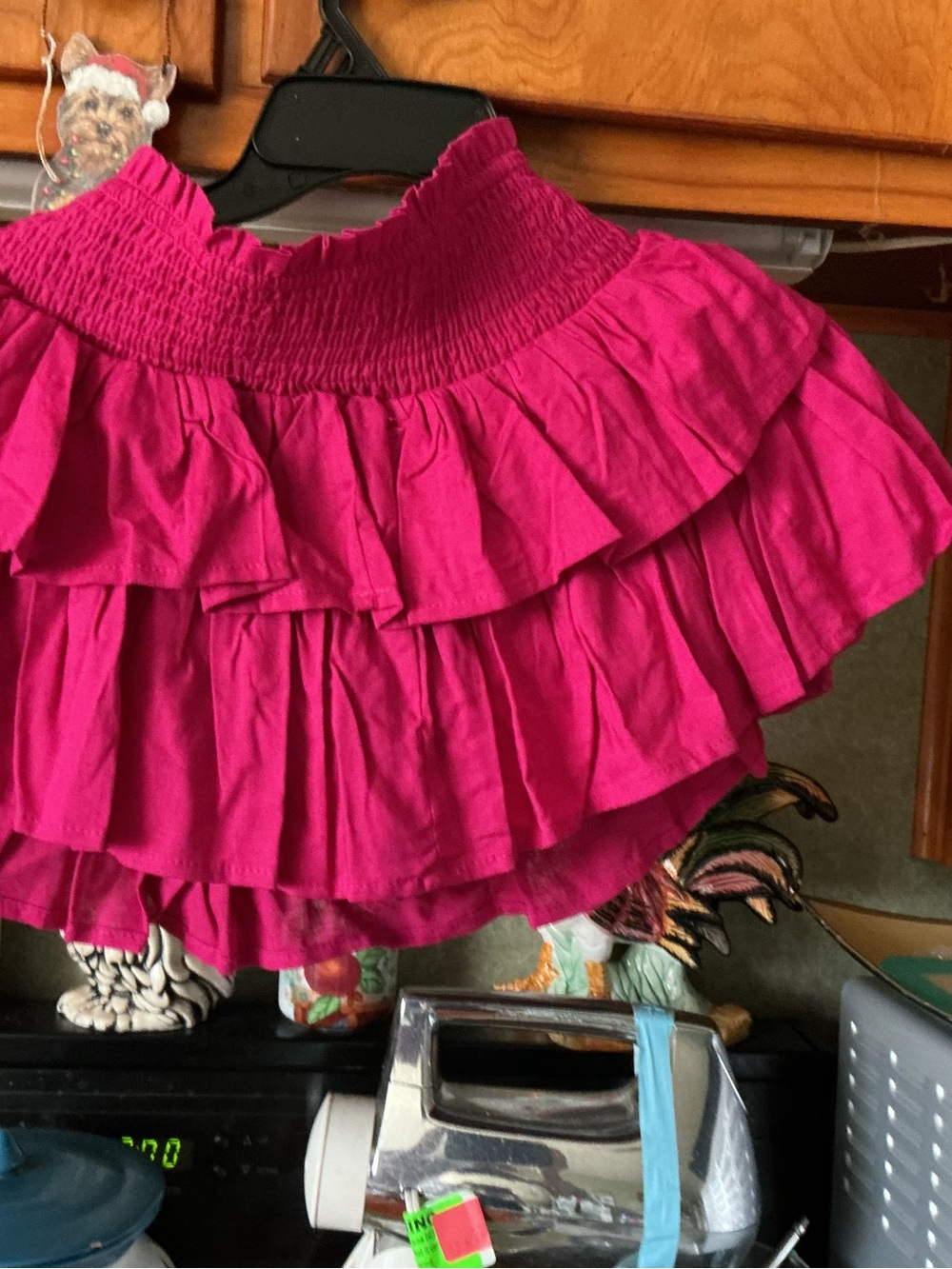 No Boundaries Fuchsia Ruffle Smocked Waist Skater Skirt